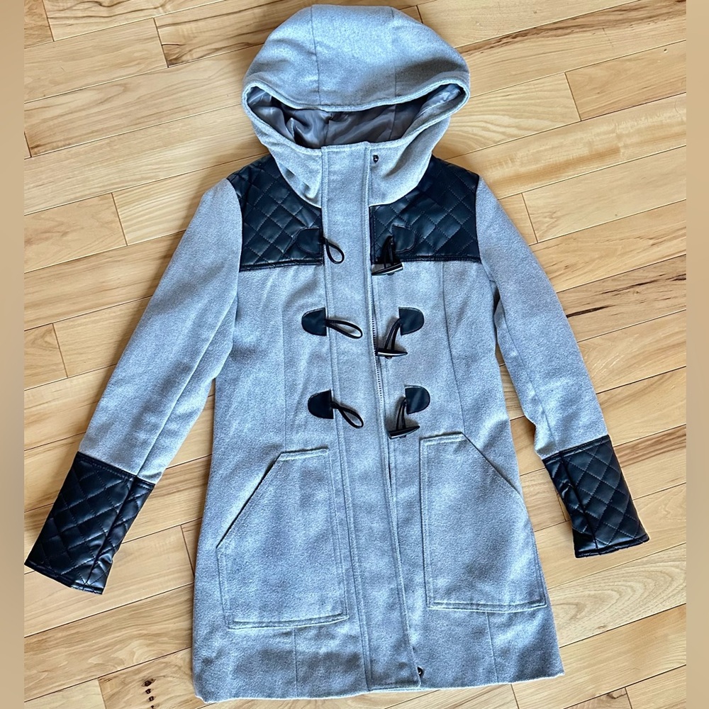 Yoki Gray and Black Hooded Coat